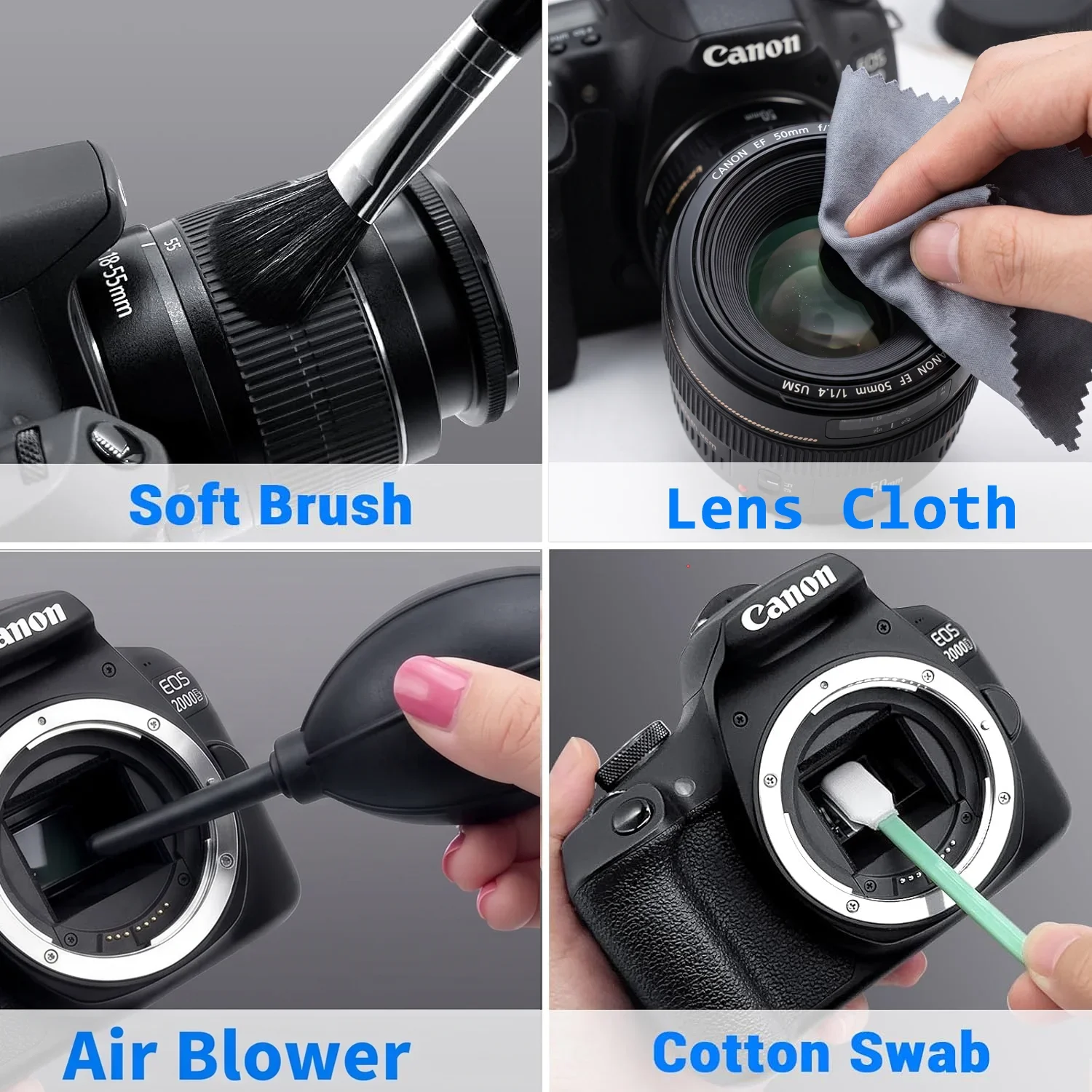 Professional Camera Cleaning Kit Lens Sensor Cleaner Air Blower Brush Swab Cloth for DSLR Canon Nikon Sony PC Dust Remover - view 4