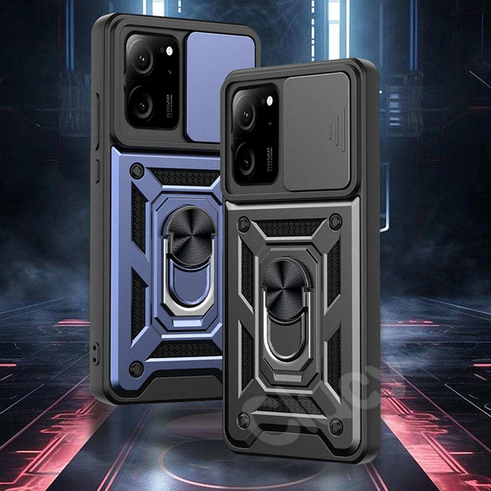 Funda armadura a prueba de golpes para Xiaomi Mi 13T 12T 11T Pro, funda de teléfono con soporte para coche para Mi 14 13 12 11 Lite, Fundas protectoras para lentes de cámara
