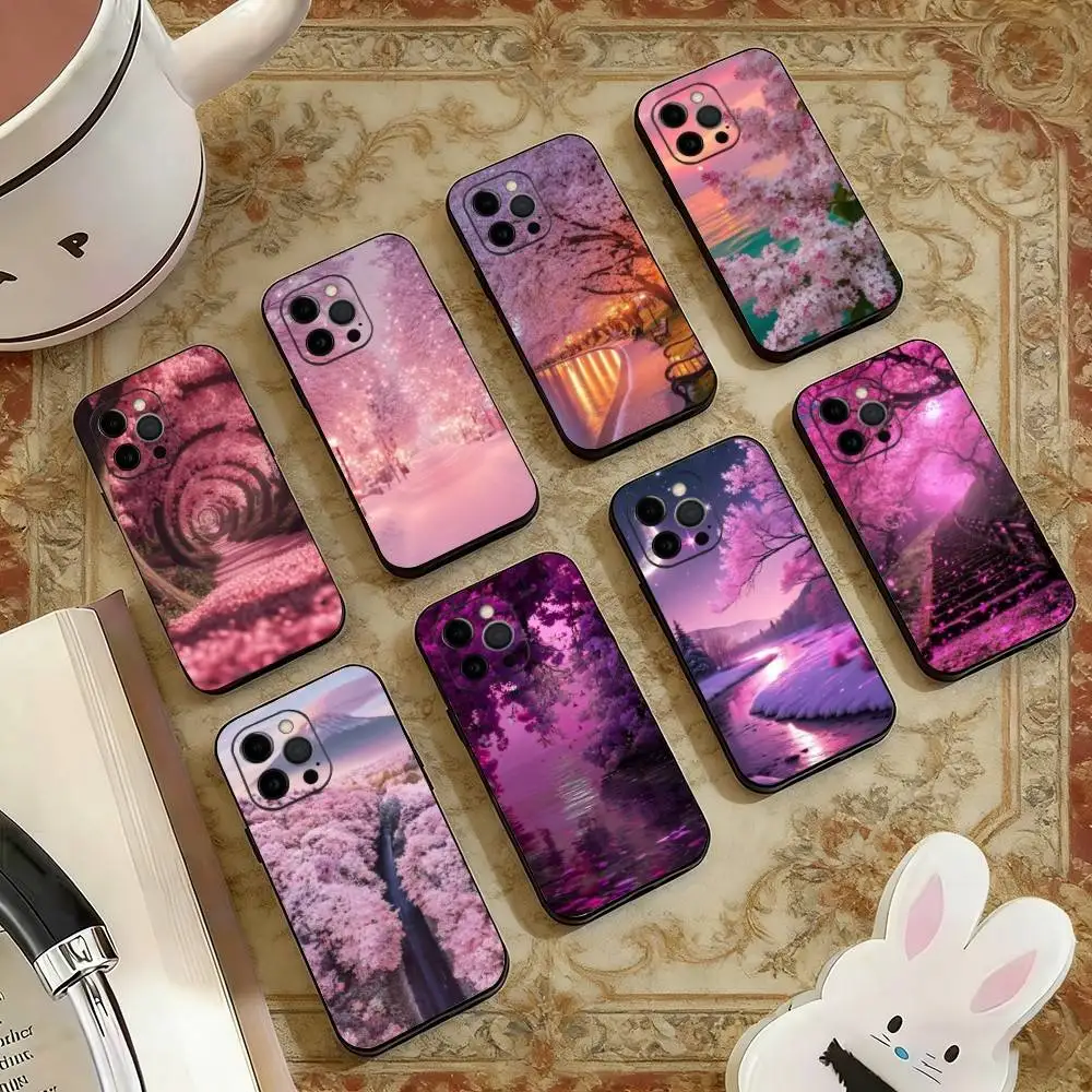 

Cherry B-Blossom Tree Phone Case Silicone Soft For IPhone 17 16 15 14 13 12 11 X XR Plus Pro Max Plus