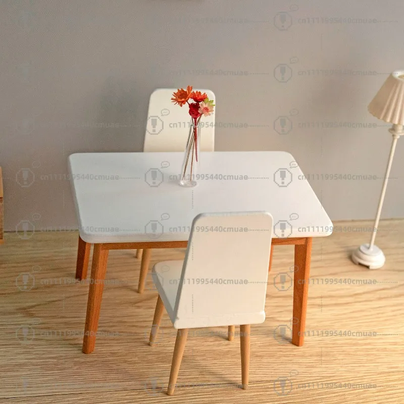 Doll House Miniature  Mini Accessories, Nordic Dining Table, Square Table, Dining Table and Chairs