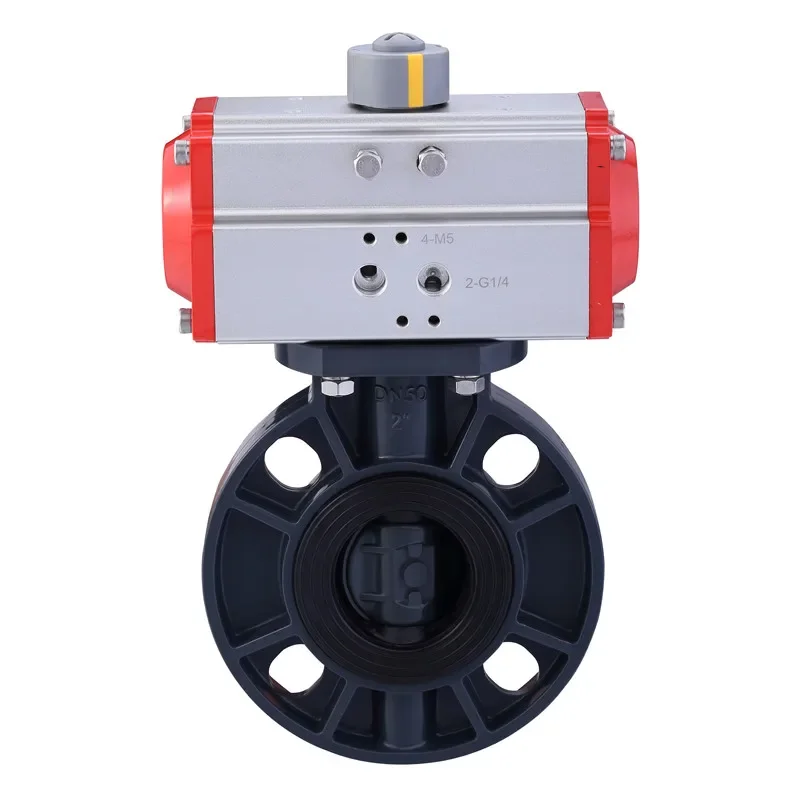 AC220V DC24V Pneumatic Actuator Solenoid Buttely Valve Plastic Buttely Ball Valve Single Double Acting Pneumatic Actuator