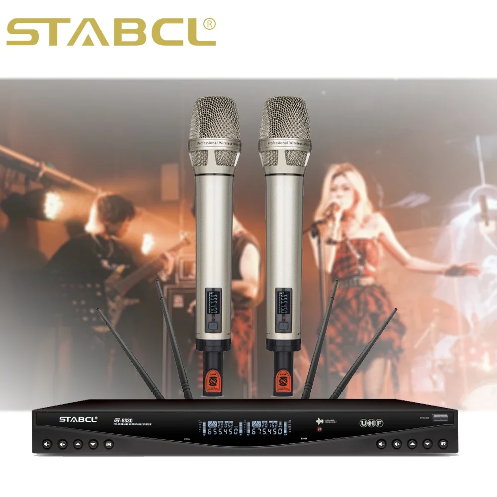 

ST-9320 Professional UHF Wireless Microphone System 2-Channel Handheld for Stage Performance & Teaching Noise Cancelling