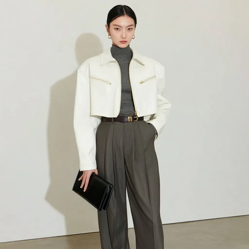 

Leather Coat Casual Autumn Winter Clothes Women's Fashion Outerwear Stylish Elegant Trendy