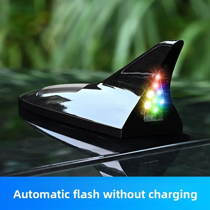 

Car Solar LED Anti Collision Light Warning Lights Universal Shark Fin Antenna Light Automobile Modeling Decorating Accessories