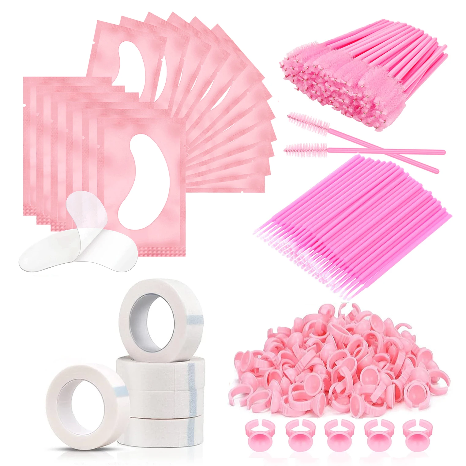 Eyelash Extension Supplies Micro Brush Tape Glue Ring Under Eye Pads Eyelash Patch Mascara Wands Applicator for Lash Extension