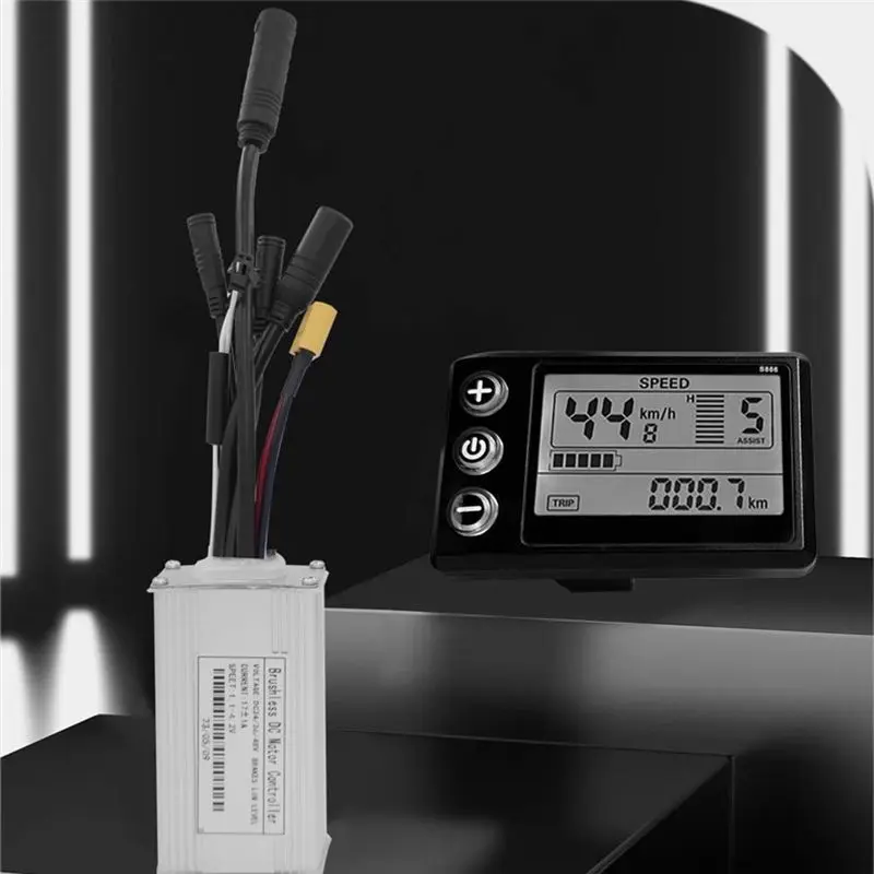 SHGO Three Mode Ebike Sine Wave Controller, 24V/36V/48V 17A with S866 LCD Display, Waterproof Connector for 350W Ebike