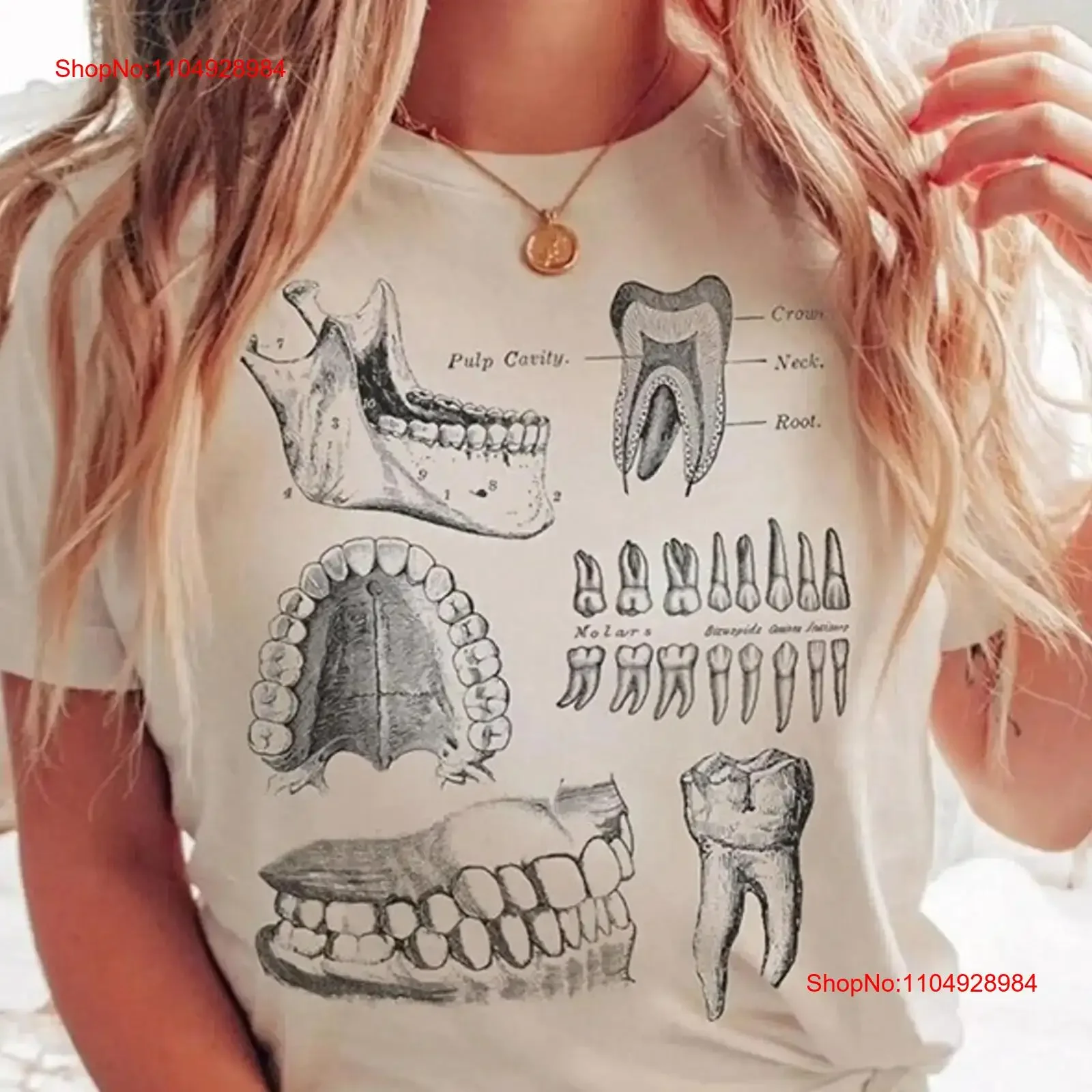 Camiseta de anatomía Dental, asistente de dentista, camisa, boceto de diente, higienista, equipo de estudiante, esqueleto, Academia, vintage, lavado, elegante