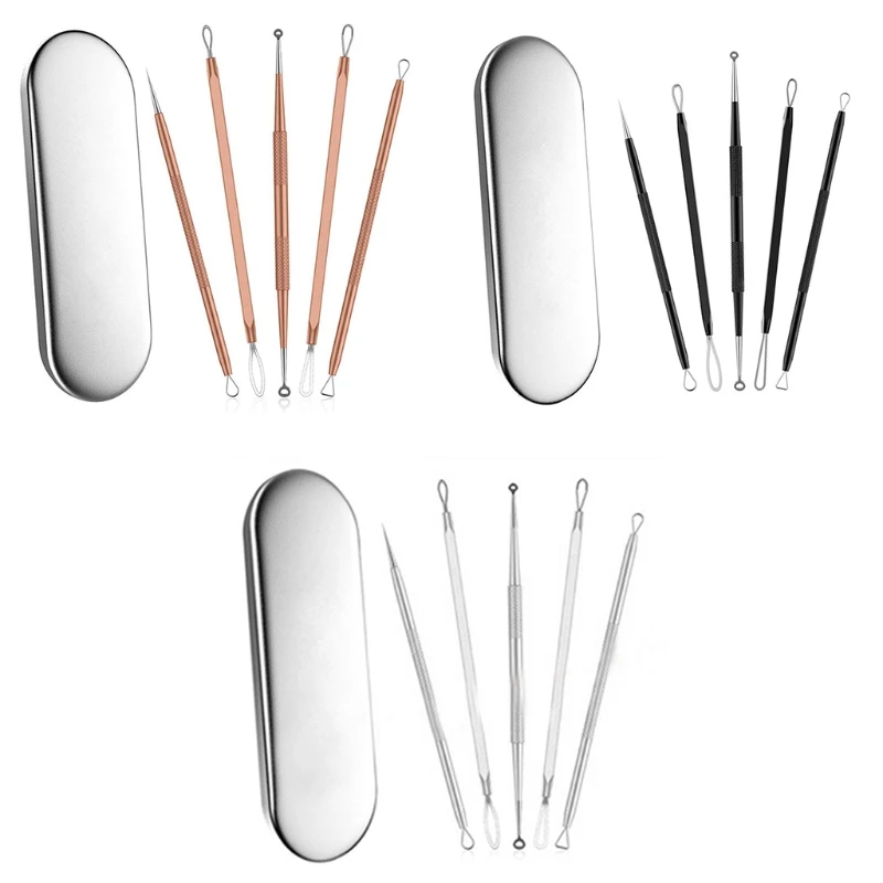 5pcs Stainless Steel Acne Removal Needles Pimple Blackhead Remover with Travel for Case Professional Face Skin for Drop Shipping