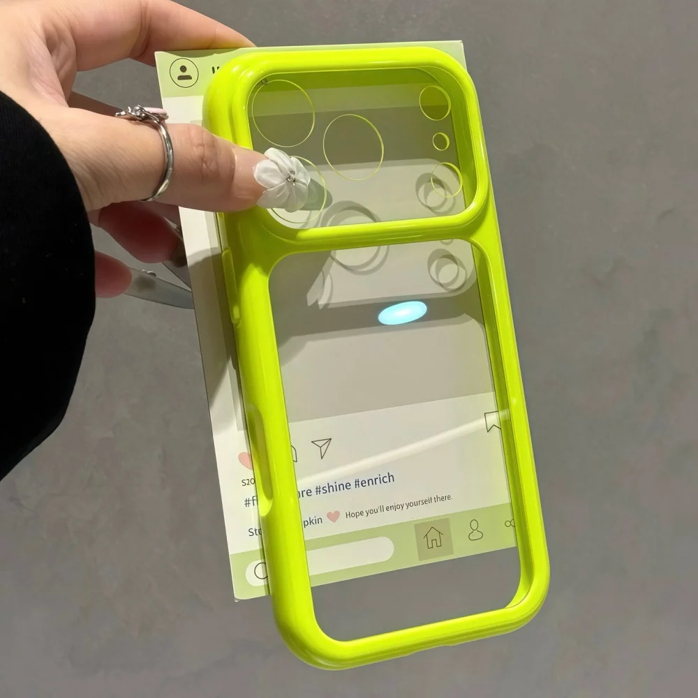 Luxuriöse Bonbonfarben-Kontrast-Transparenthülle für iPhone 17 16 15 18 Pro Max 14 13 18Pro 17Pro Klare Ultradünne Stoßfeste Hülle – Detail 2