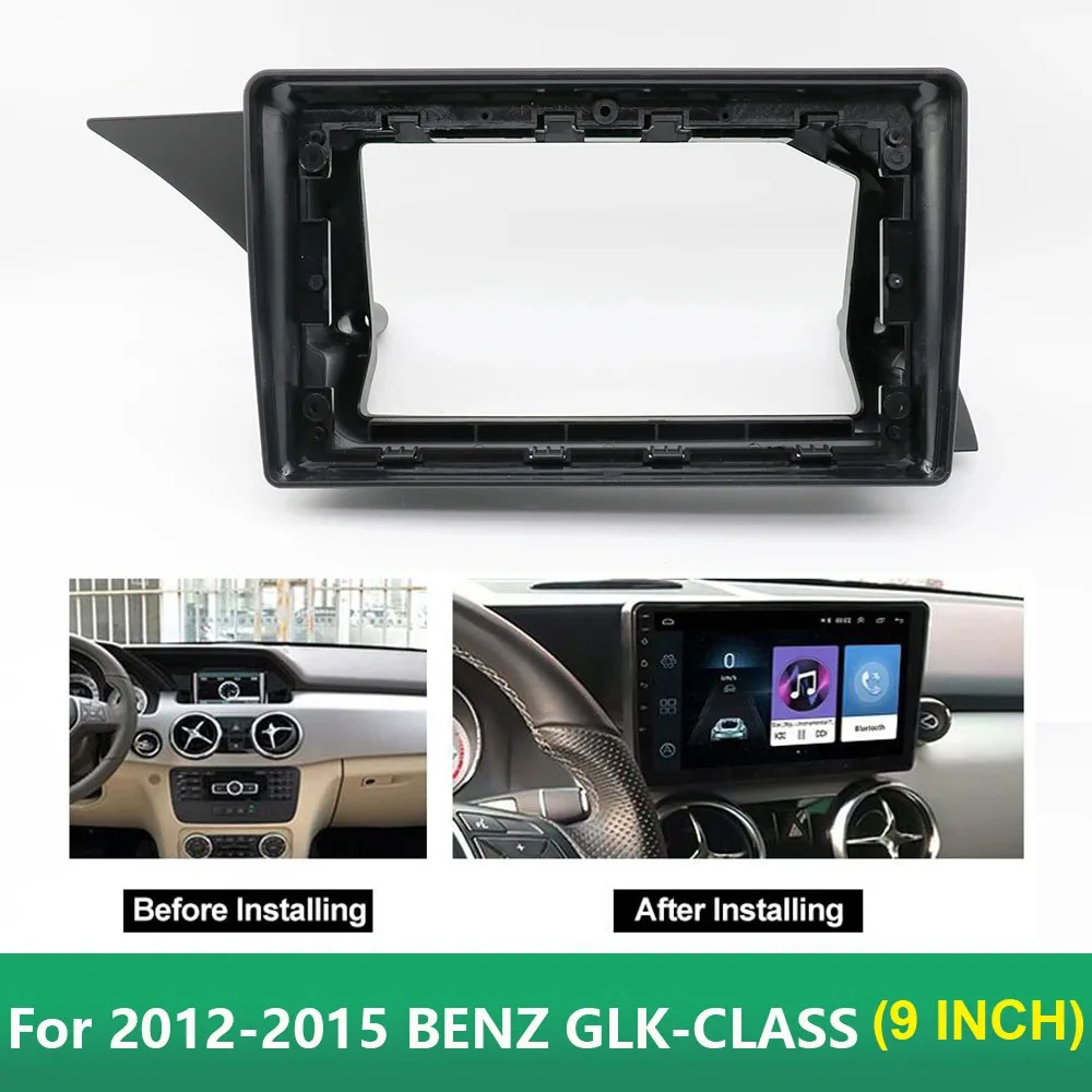 

For 2012-2015 BENZ GLK-CLASS (X204) (LHD, 9INCH) Car Radio Fascias Android GPS MP5 Stereo Player 2Din Head Unit Panel Dash Frame