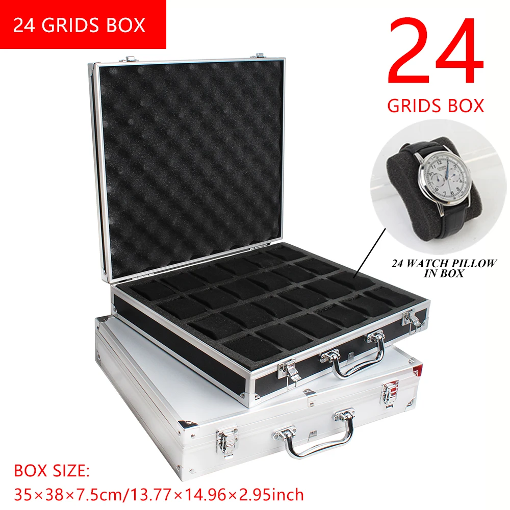 24 Girds Luxury Premium Quality Watch Box Aluminum Alloy Produc Pattern Storage Clock Box Collection Display Gift Boxes