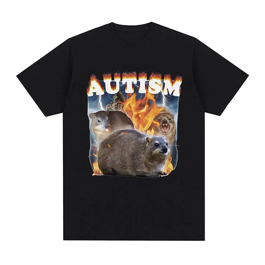 Autism Funny Hyrax Meme T Shirt Men Women Retro Harajuku Fashion High Quality T-shirts Summer Tops 100% Cotton Oversized T-shirt