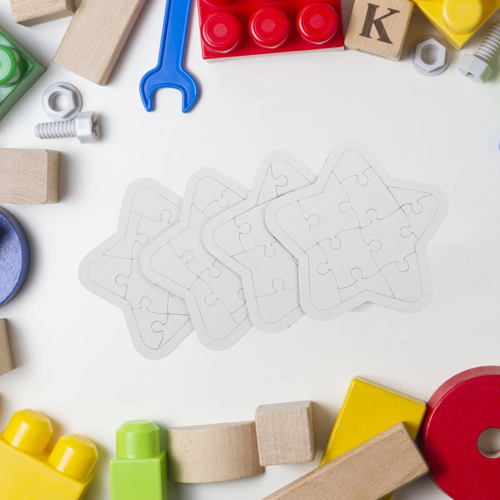 เปล่าปริศนาของเล่น DIY กระดาษหัตถกรรมเด็กวัยหัดเดินจิ๊กซอว์ประกอบเกม Creative Building Blocks