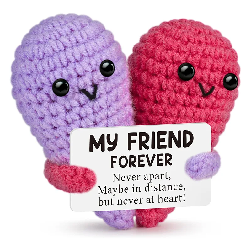 Cute Crochet Emotional Support Heart Hug Doll Desktop Ornament Funny Handwoven Kintted Heartshape Love Doll Home Room Decoration