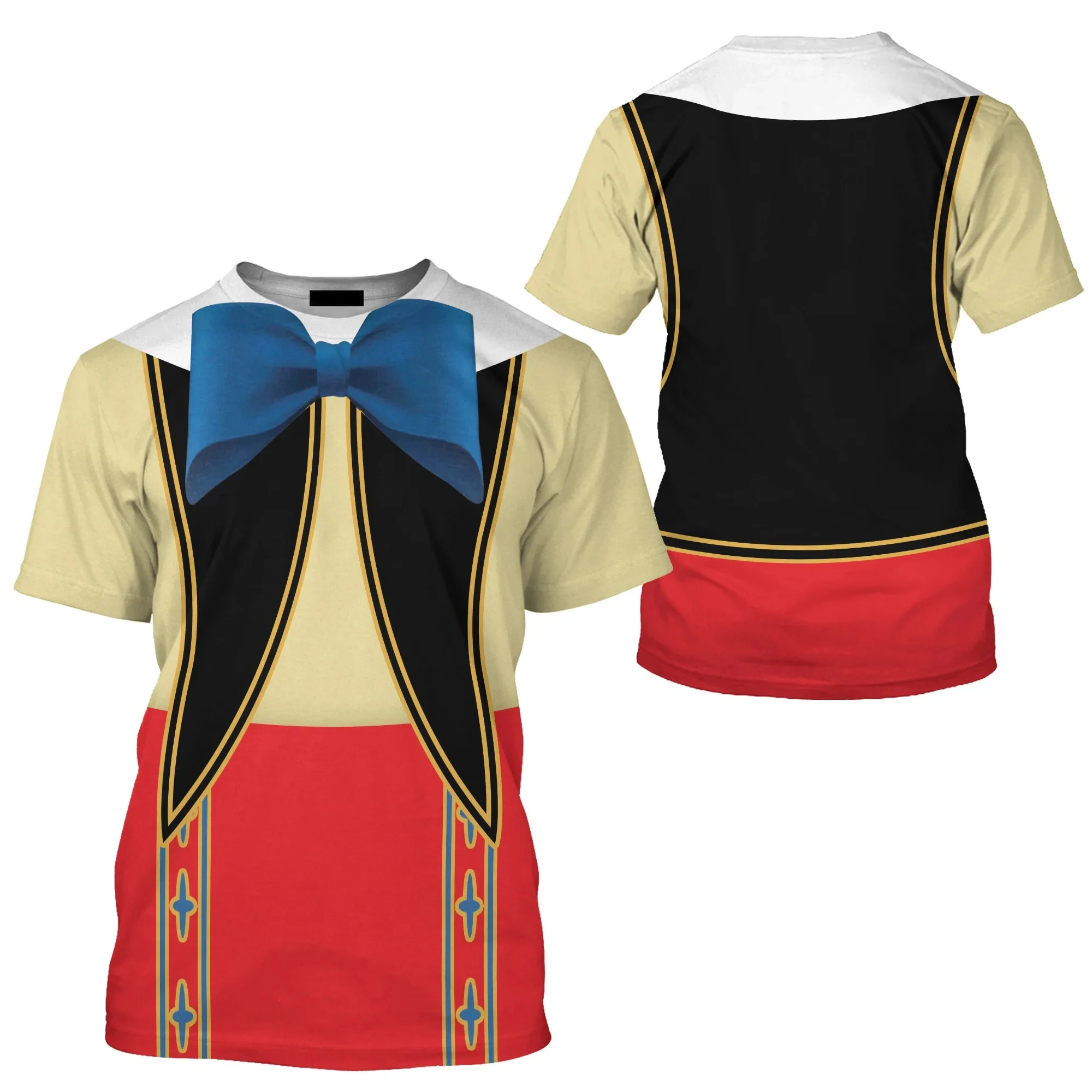 2024 estate nuovo stile 3D stampato Pinocchio divertente t-shirt uomo donna bambini cosplay manica corta