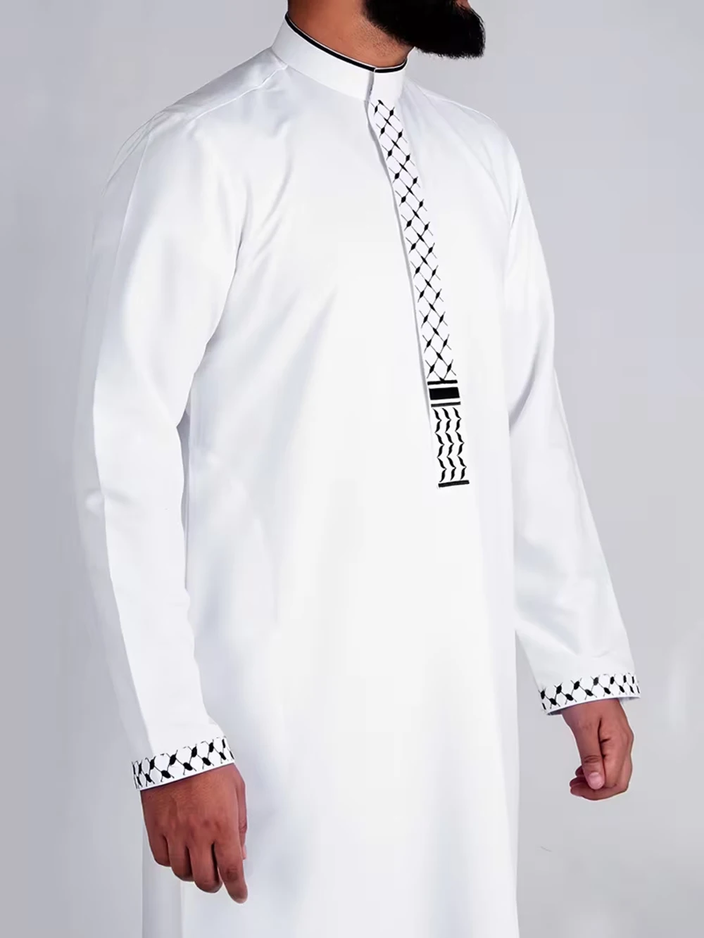 Túnica Masculina Muçulmana Bordada com Capuz, Novo Estilo da Jubas, Oriente Médio, Estilo Étnico Solto de Manga Comprida, Disponível Agora