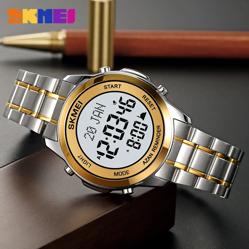 SKMEI 2097 New Fashion Watch For Men Muslim Prayer Wristwatches Adhan Qibla Islam Al-Harameen Fajr Time Digital Clock