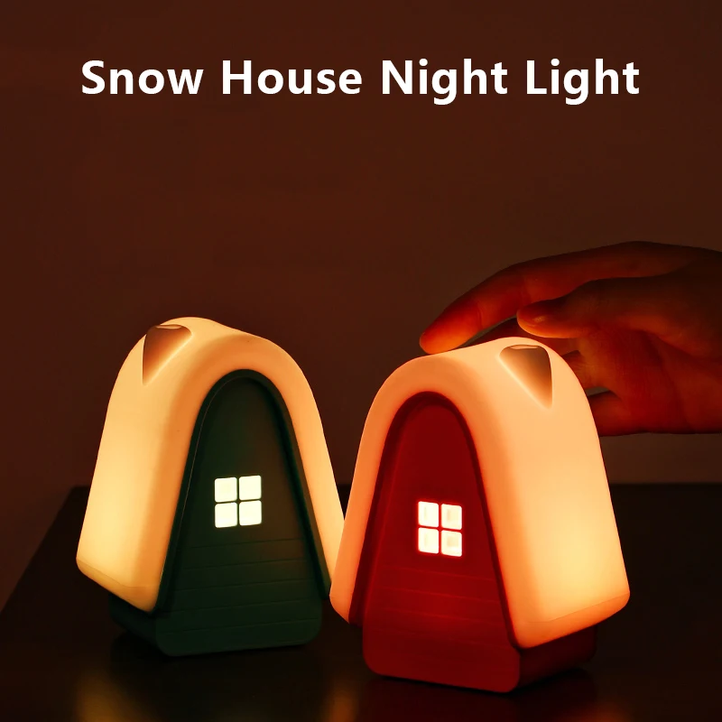 

Silicone Night Light For Children USB Night Lamp Room Decor Happy Birthday Merry Christmas Gift Snow House Rechargeable Light