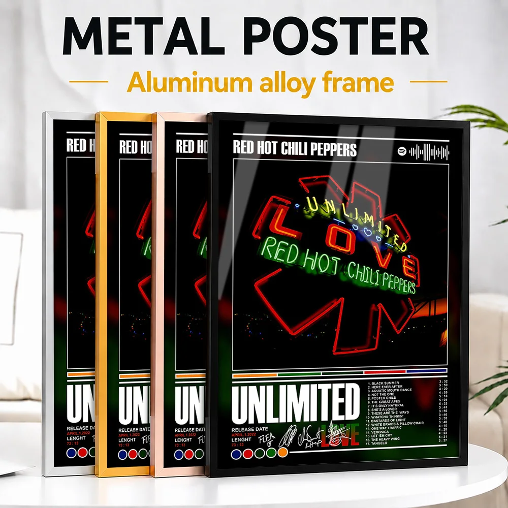 Red Hot Chili Peppers Album Framed Metal Print Customized Photo Curated Sound Style Wall Art For Media Room Memorable Fan Gift