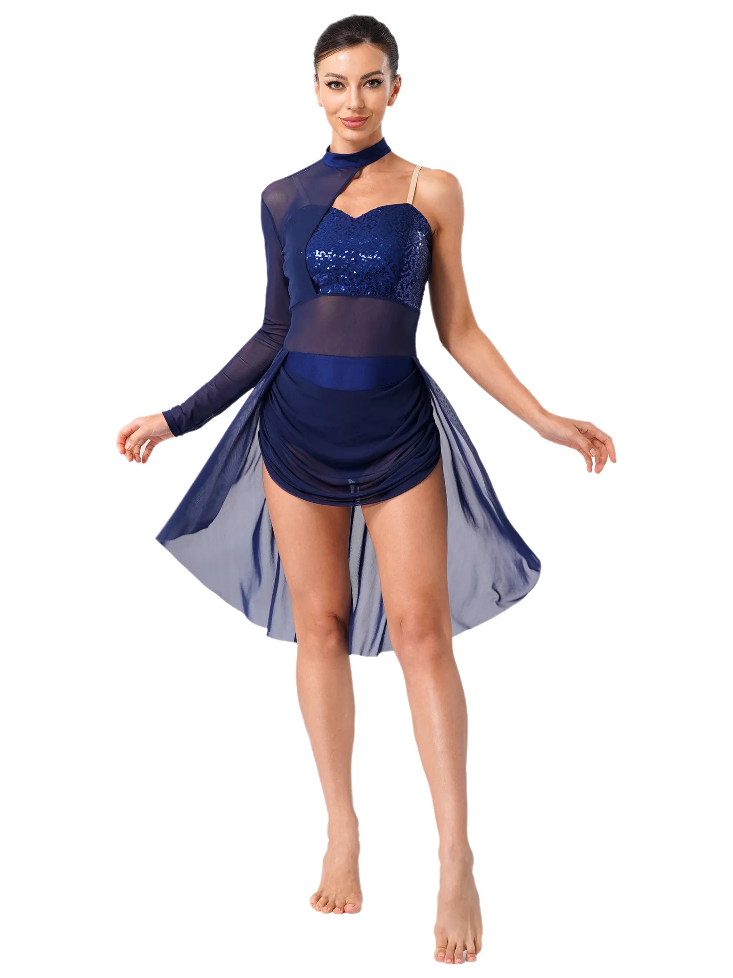 Womens Rhythmic Gymnastics Jersey Ballet Lyrical Latin Dance Performance Costume Rhinestone Leotard Waltz Tango Ballet Dresses