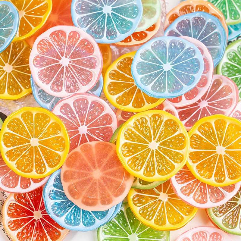 2PCS 42mm Resin DIY Accessories Cartoon Simulated Lemon Slice Cream Glue Phone Case Sticker Fridge Magnet Shoe Button Material