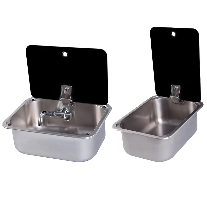 RV water basin self-trailer modification RV accessories 304 stainless steel vegetable basin with lid