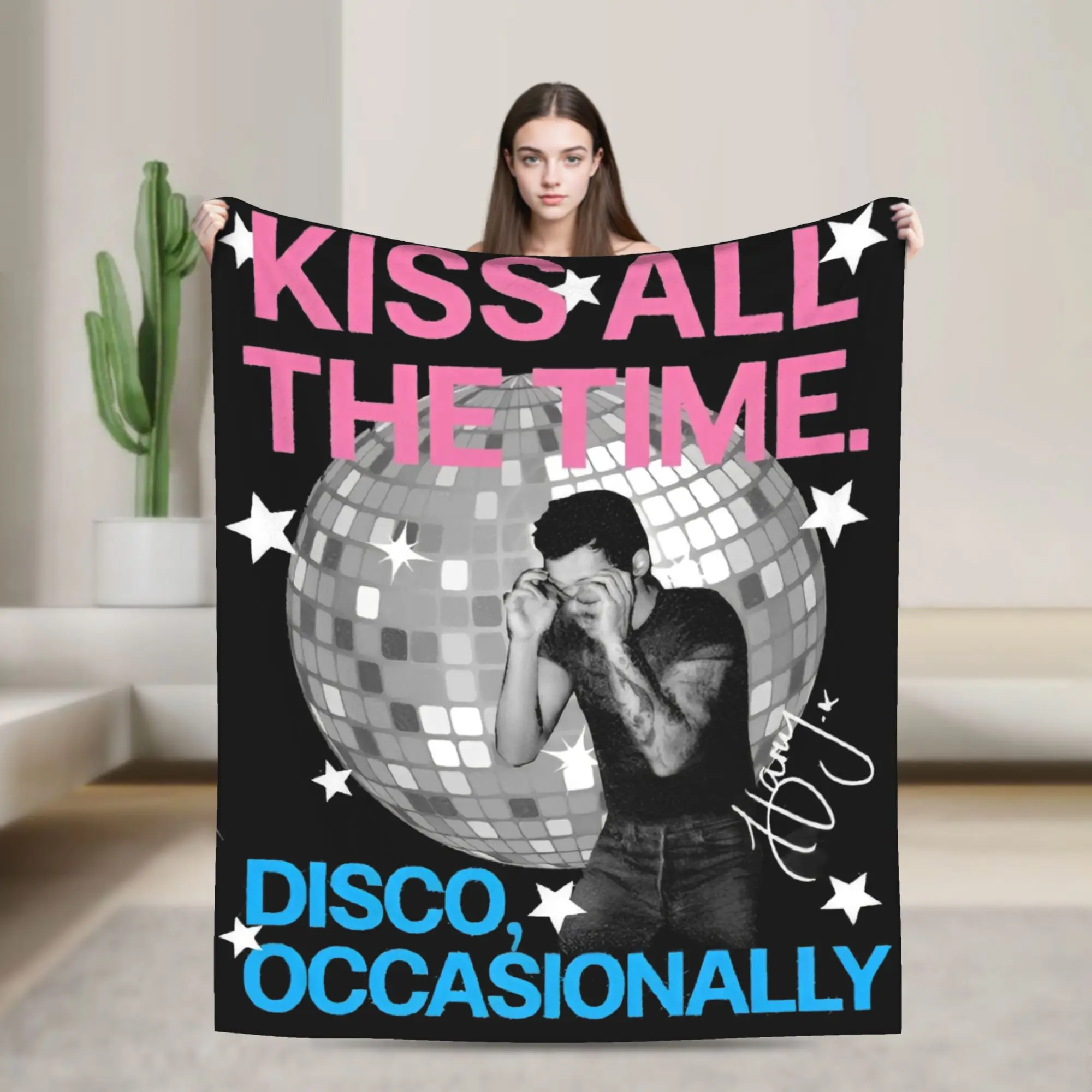 Super Soft Harryed Stylesed Kiss All the Time Disco Occasionally Throw Blanket Premium Fleece Bed Blanket Fuzzy Plush Blankets