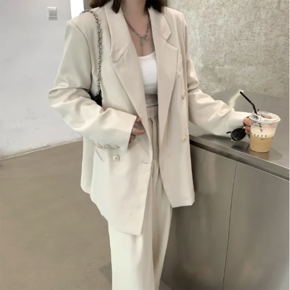 Smart 2024 New Arrival Suits for Women Double Breasted 2 Piece Jacket Pants Blazer Set Slim Fit Office Lady Female Clothing