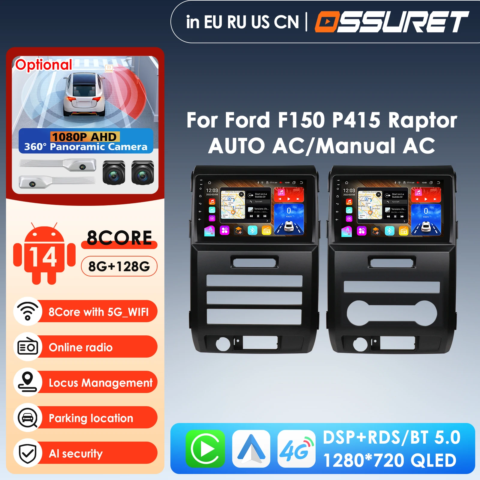 Car Intelligent Systems Carplay Android Car Radio for Ford F150 P415 Raptor 2008-2014 Multimedia Video Player 4G WIFI 6115 Audio