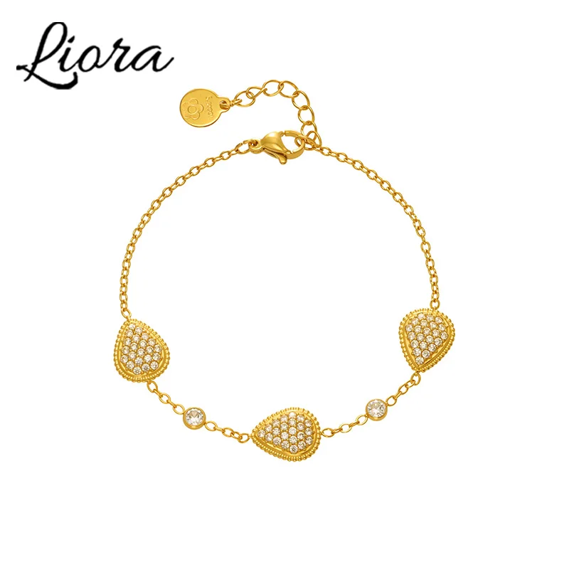 Liora مكعب زركونيا Waterdrop النساء أساور الفولاذ المقاوم للصدأ الحشرات النحل الكرز قطرة سحر Pulsera مجوهرات الزفاف الزفاف #1