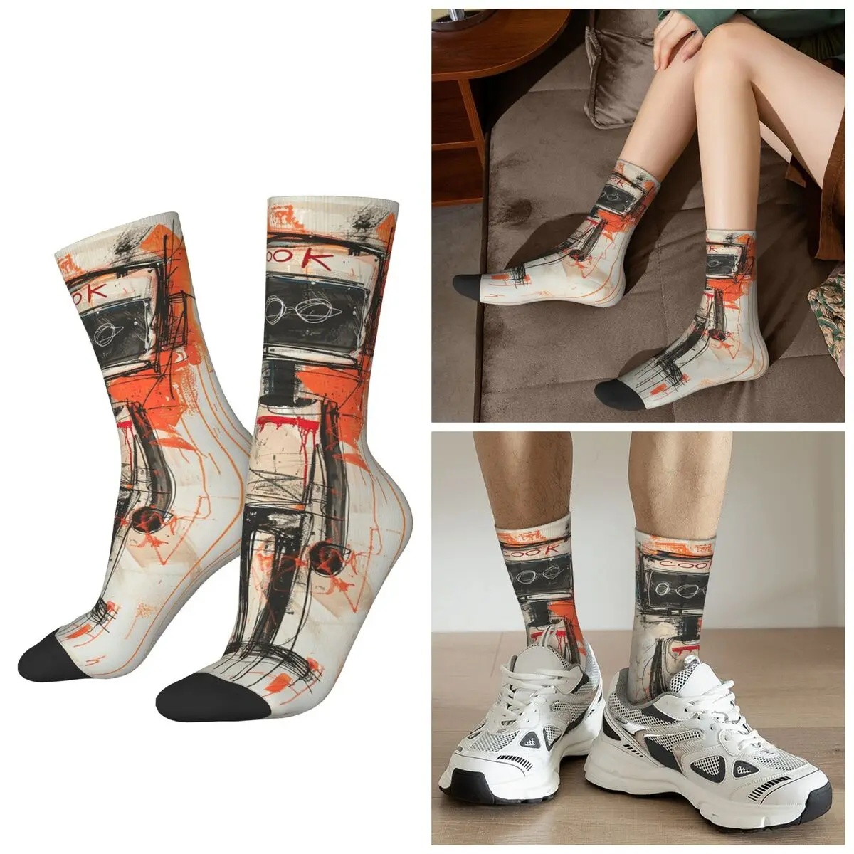 

Всесезонные носки в стиле поп-арт в стиле ретро с роботом и принтом, спортивные носки в стиле Харадзюку, забавные чулки для мужчин и женщин, подарки