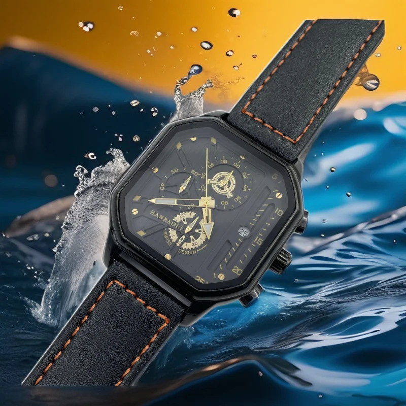 -Border Square Men's Watch Fashion Watch Waterproof Quartz Watch Men's Mechanical Watch Batch Flower