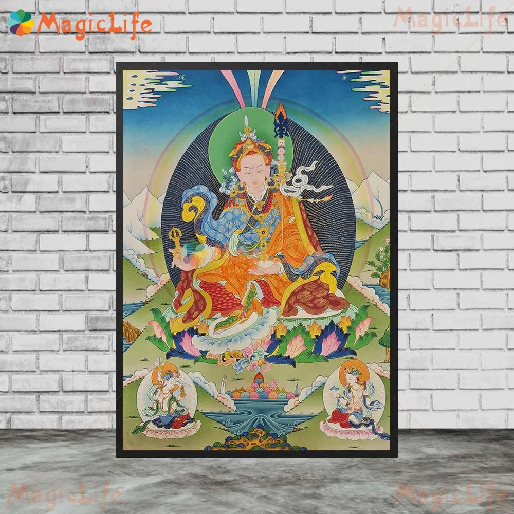 صور جدارية لدين البوذا لغرفة المعيشة ، رنبوتشي غورو ، بادماسامبهافا ، بوديساتفا ، لوحة فنية قماشية ، بدون إطار
