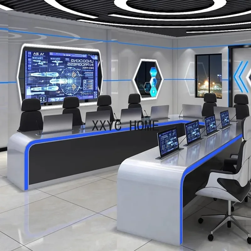 

Multimedia Technology Sensor Table and Chair Multi-Joint Workbench V-Shaped Monitoring Center Command Station