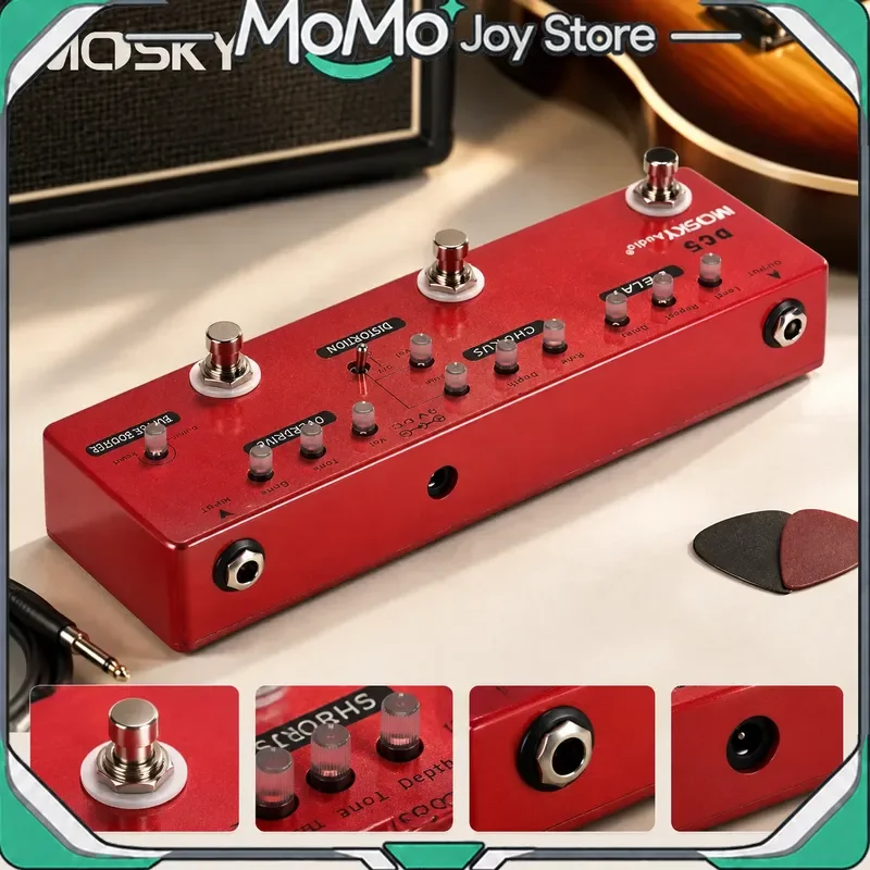 Moskyaudio DC5 Guitar Multi Effects Pedal, Delay Chorus Distortion Overdrive Buffer Booster, Portable Processor for Guitar Playe