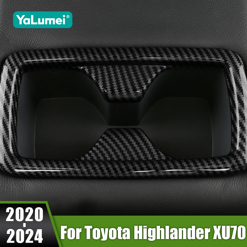 

For Toyota Highlander XU70 Kluger Hybrid 2020 2021 2022 2023 2024 Car Seat Back Row Water Cup Holder Cover Frame Panel Sticker