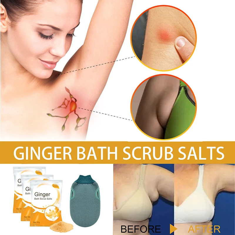 30g Ginger Lymph Bath Salt improves skin reduces lymph swelling dispels cold moisture Bath Salts Bath Supplies free shipping