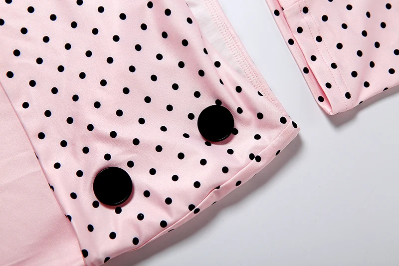 Weird Puss Polka Dot Patchwork 2-teiliges Set für Damen, Schleife, tief ausgeschnittenes, rückenfreies Crop-Top + lange Hose mit Knopfverzierung, eleganter Stil – Detail 11