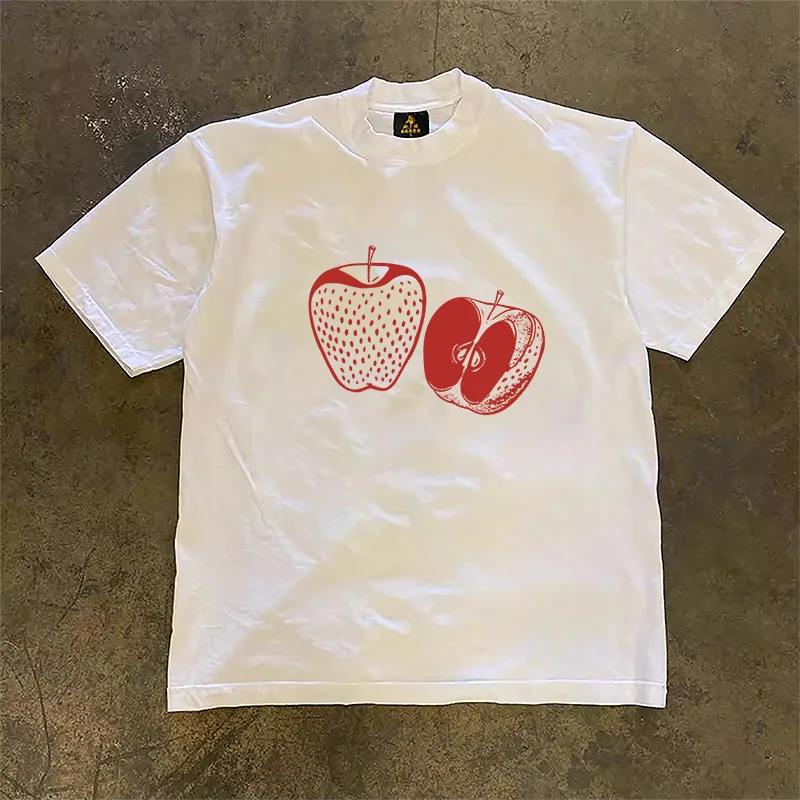 Loose Fit Cotton T-Shirt Short Sleeve Double Thread Men's Women's Casual Printed Tee Summer Sweat Absorbent UPUPXIA Brand