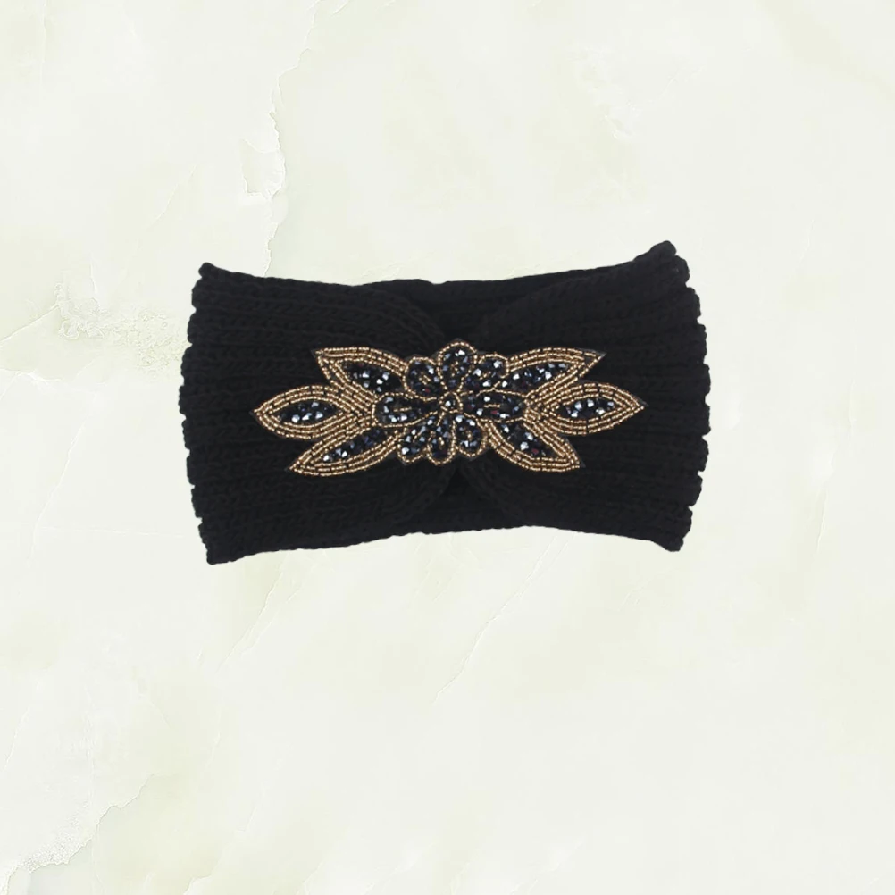 

Drill Tape Headband Hair Fashion Knitted with Yarn Warm Winter Headbands Ladies for Cold Weather Flower Miss Patterned