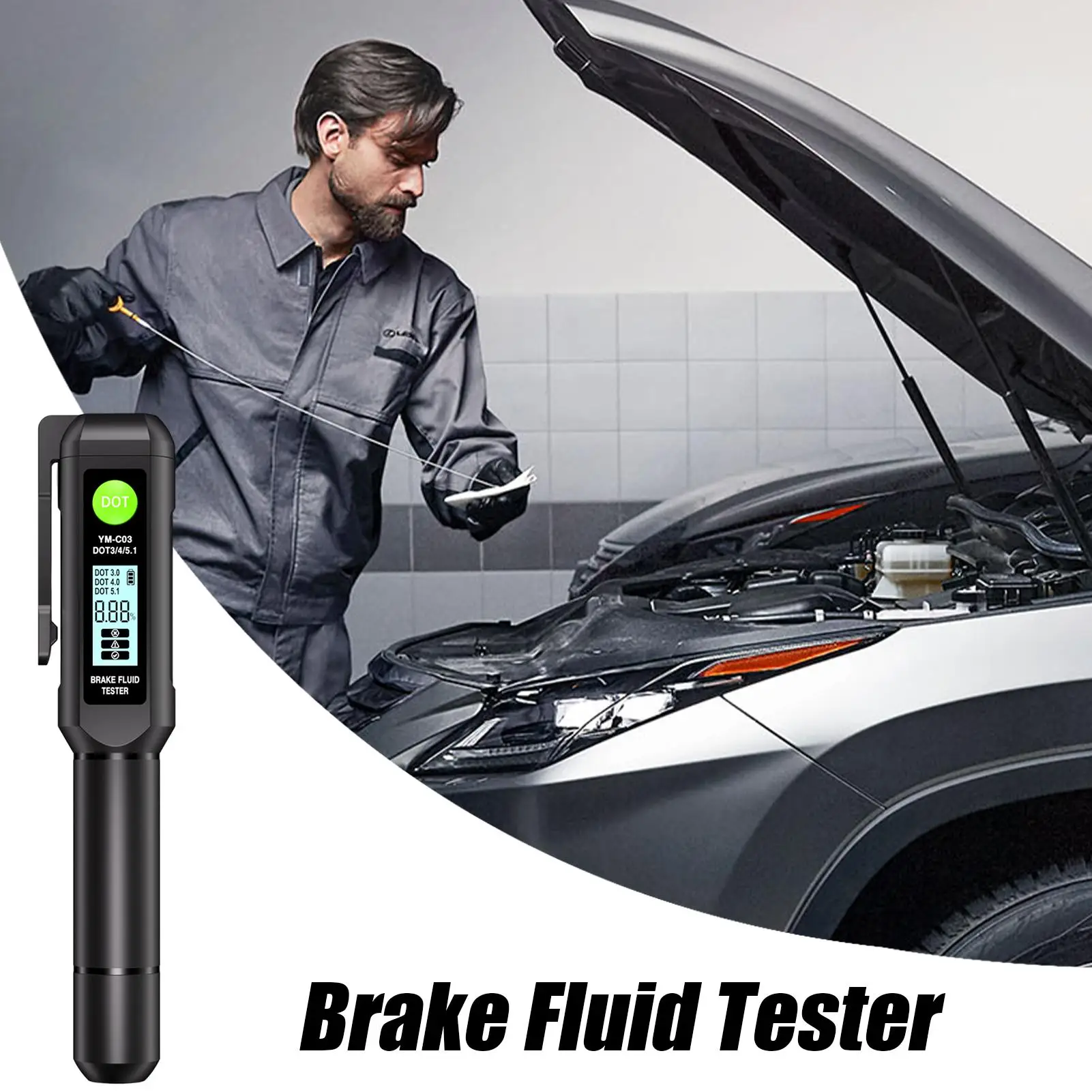

Brake Fluid Tester Fluid Detector Moisture Detector Digital Display Buzzer Alarm Precise Detector For Automotive Road Trip Auto
