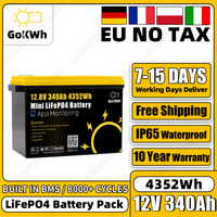 GoKWh EU Stock 12.8V 340Ah LiFePO4 Battery  8000 Deep Cycles Lithium Iron Phosphate 4S 200A BMS For RV Boat Golf Cart Forklift