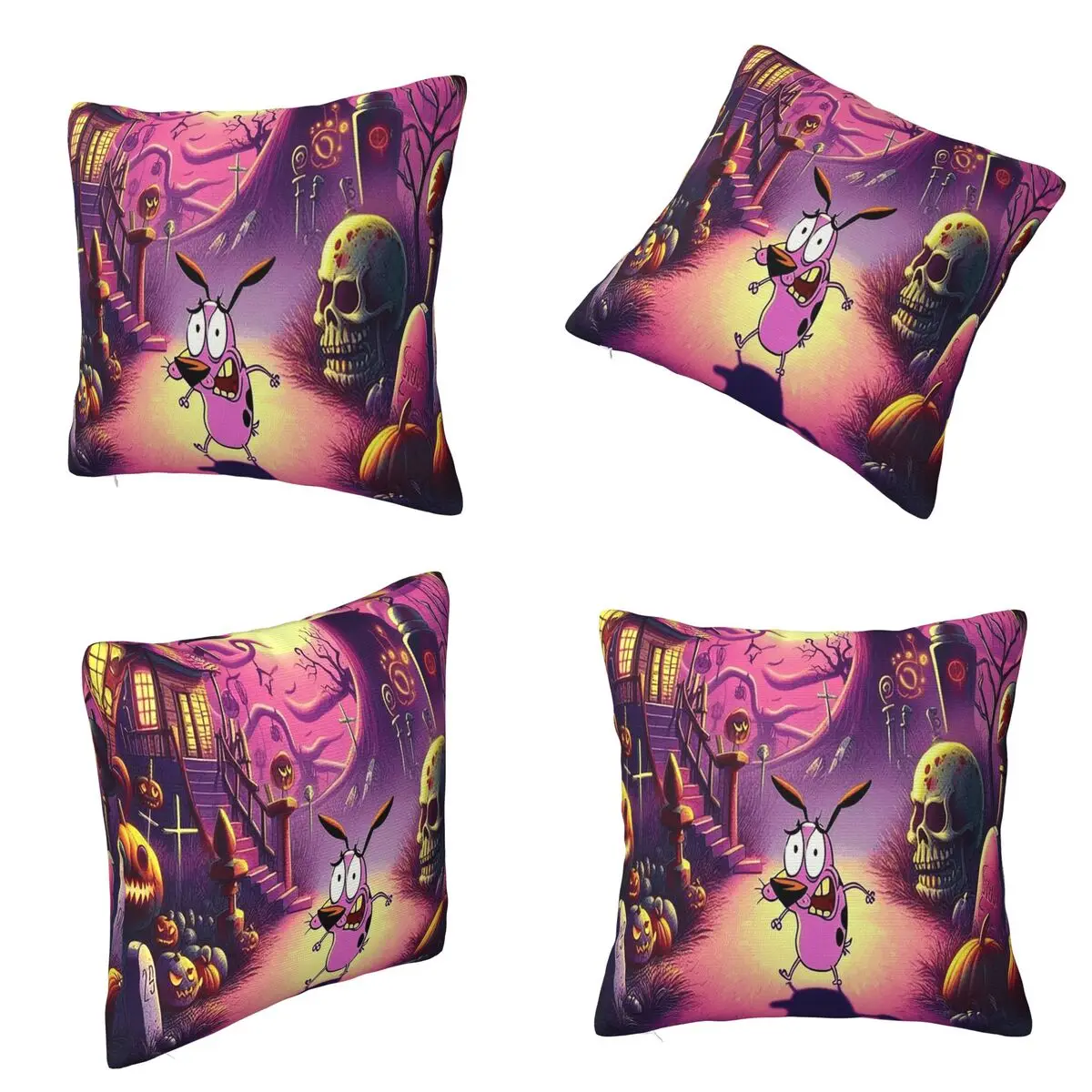 Courages The Cartoon Cowardlys Dog Square Pillowcase Cushion Cover Pillow Case Throw Pillow Cover for Home Bedroom Car