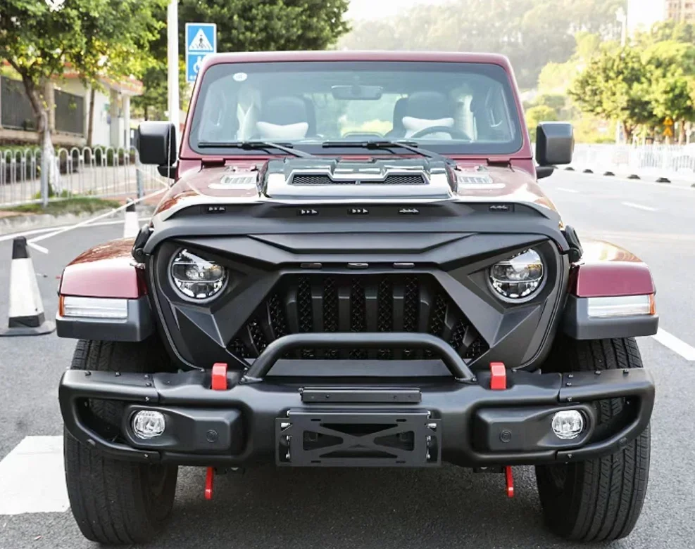 For Wrangler JL JK The 10th Anniversary 2007- 2023 Front Bumper U Tube Bull Bar Front Bumper Decorative Panel Fog Lamp Cover view 2