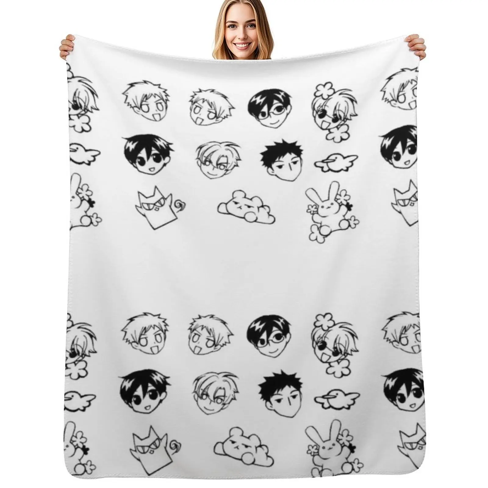 ouran host club doodles Throw Blanket Personalized Gift Soft Thermal valentine gift ideas Multi-Purpose bed plaid Blankets