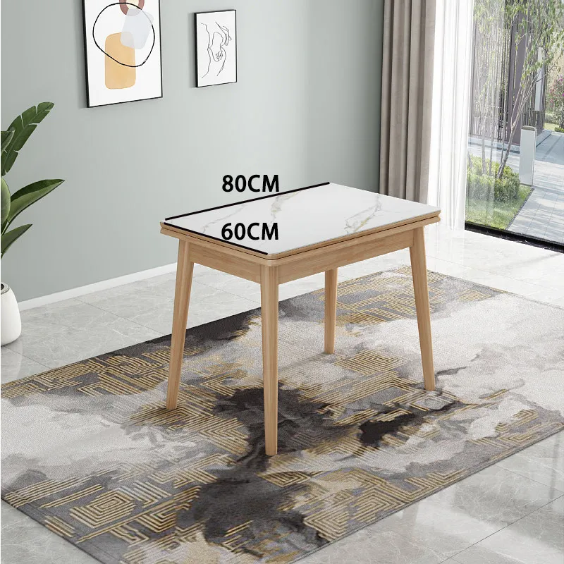 Folding Household solid wood retractable and chair combination Multifunctional simple rectangular dining table
