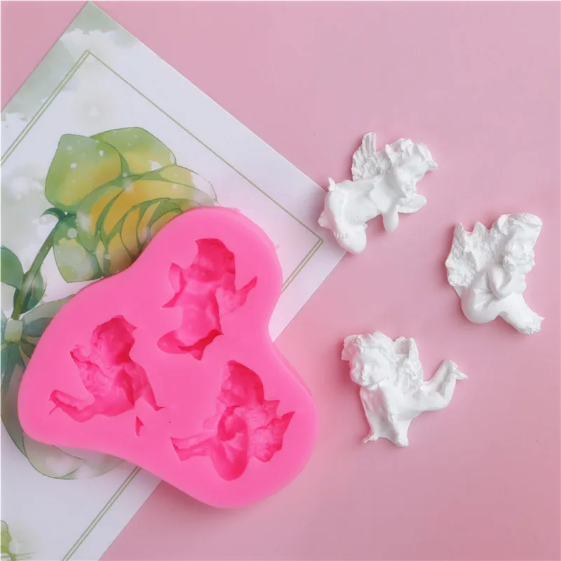 3D Three Mini Angel Baby Silicone Mold DIY Dessert Chocolate Pastry Cake Decoration Fondant Resin Mould Kitchen Baking Tools