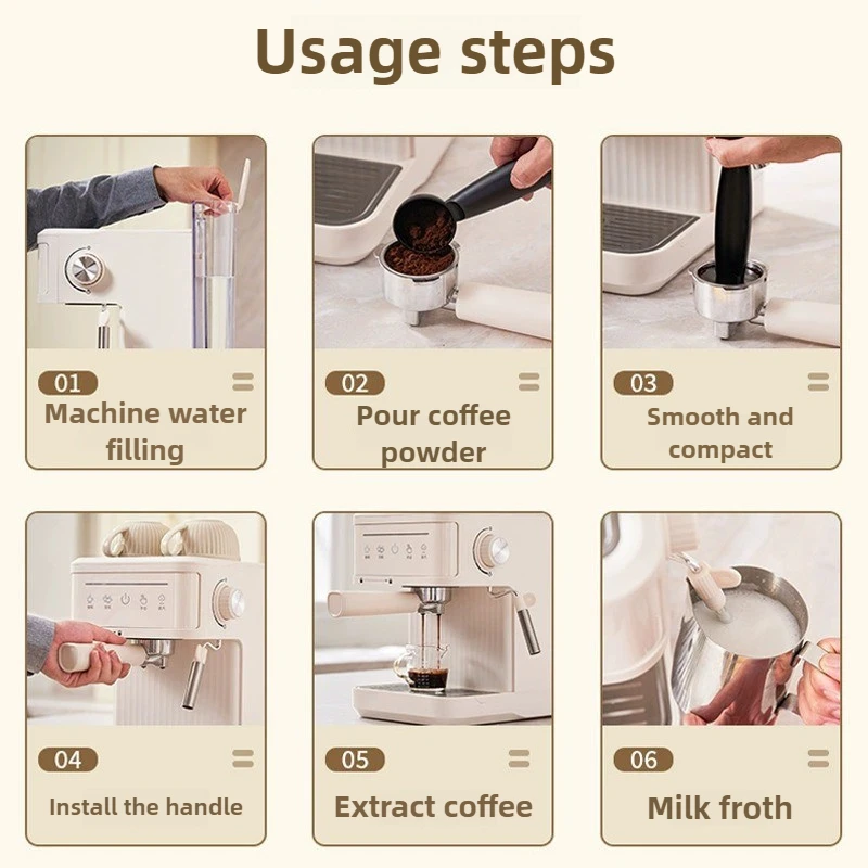 1.2-1L Household High Pressure Extraction Espresso Machine Small Office Semi-automatic Capsule Coffee Machine Concentrated Steam