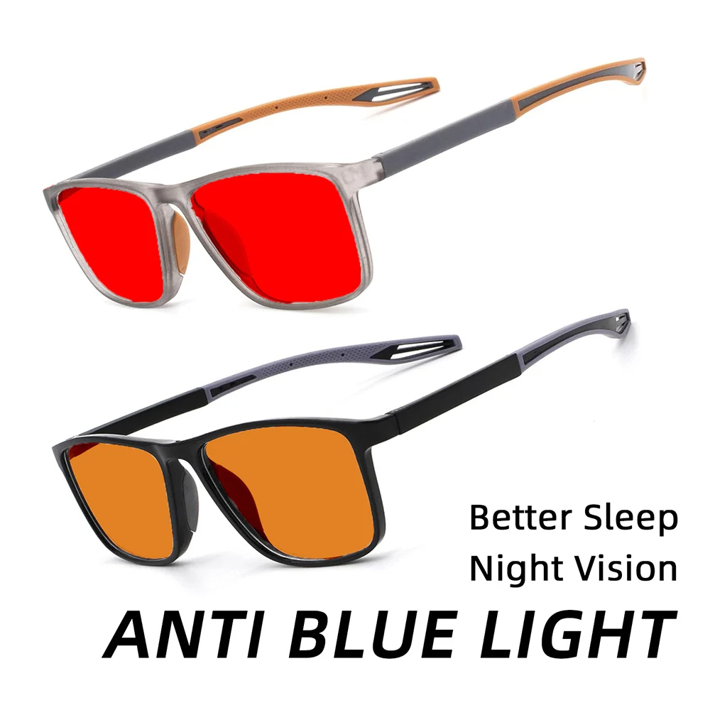 Blue Light Blocking Glasses Red Lens Better Sleep Women Men Anti Eye Strain Protection for Computer Screens Night Vision Work
