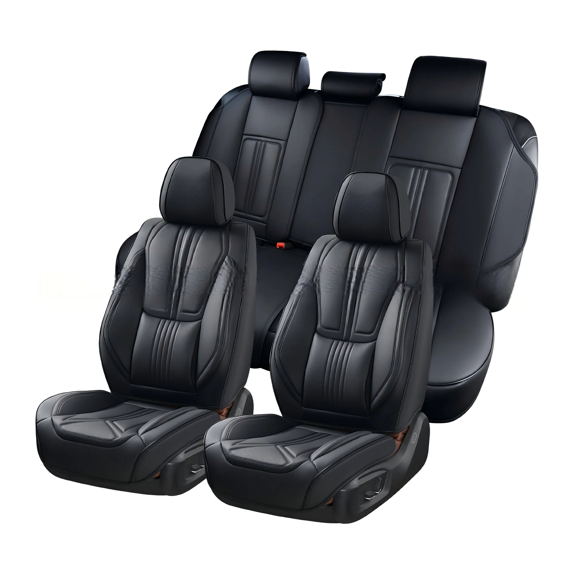Premium Leather Car Seat Covers All-inclusive 5 Piece Set Slip-Resistant Breathable All-Season for Luxury Cars SUV Black Brown